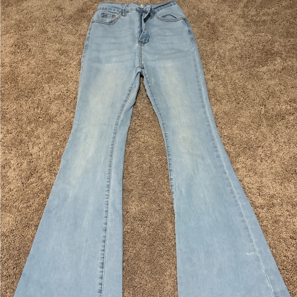 SHEIN Light Blue Wide Leg Jeans